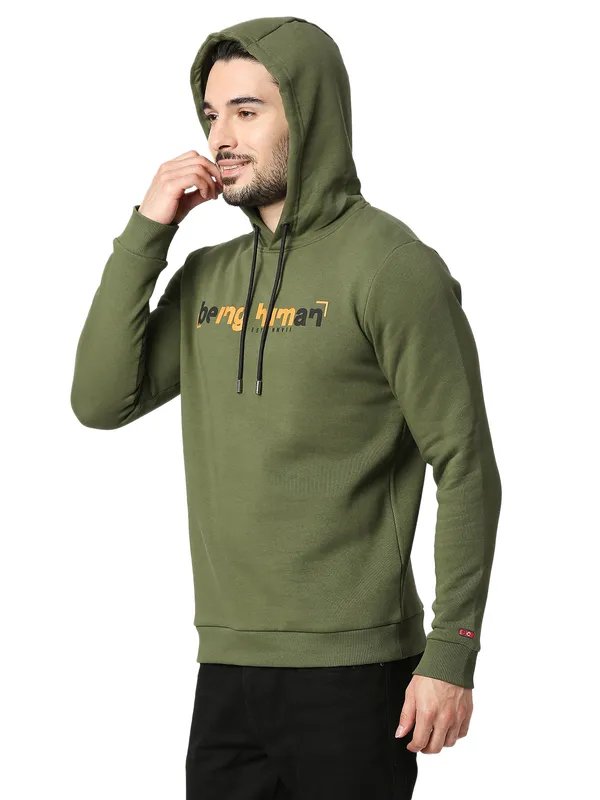 Being Human Regular Fit Men Hooded Hoody-Olive