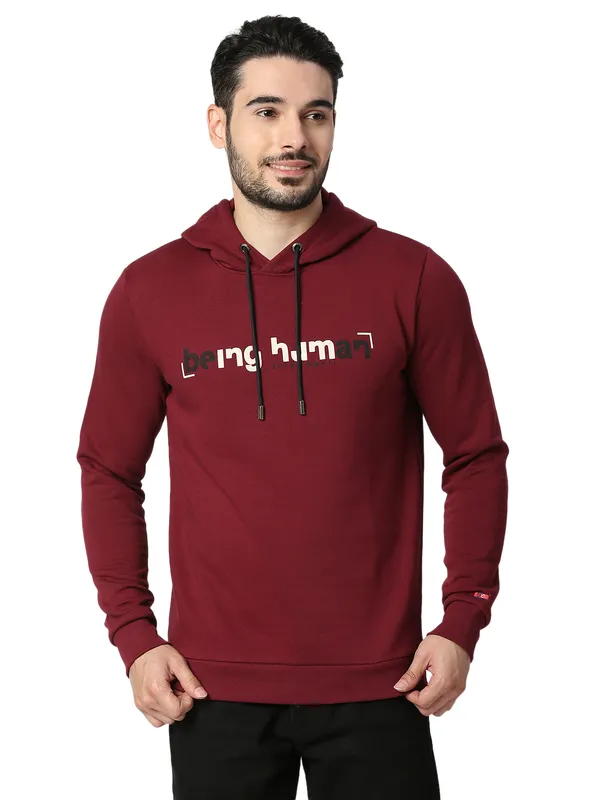 Being Human Regular Fit Men Hooded Hoody-Wine