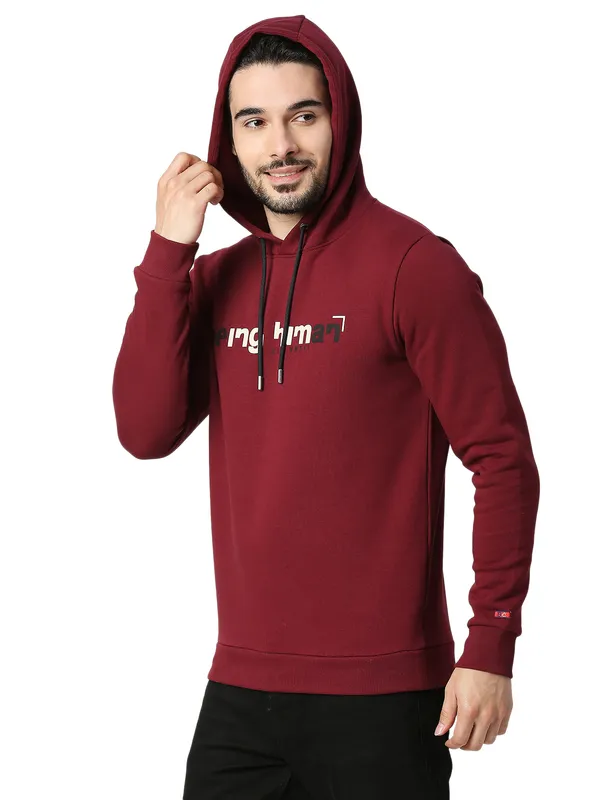 Being Human Regular Fit Men Hooded Hoody-Wine