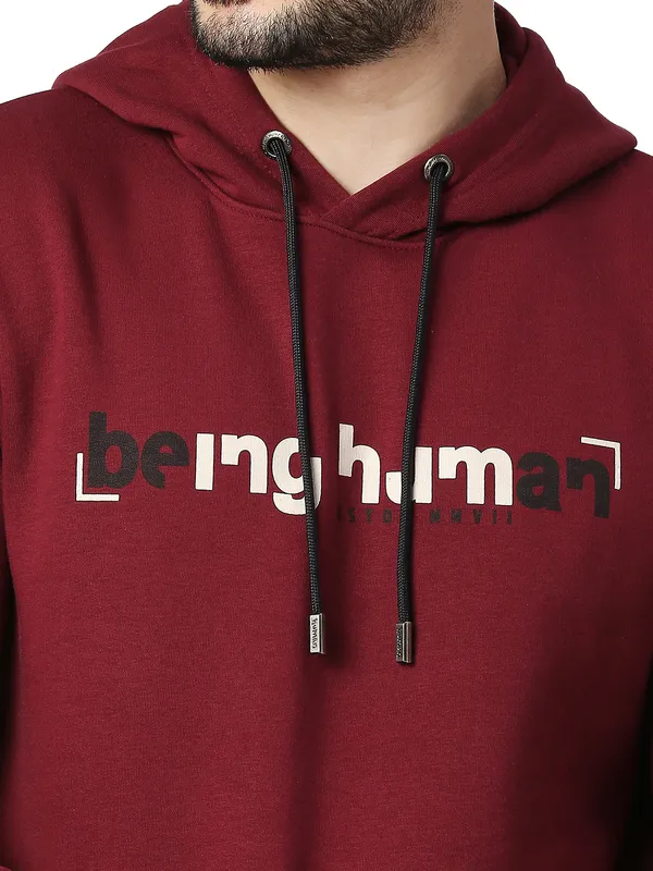 Being Human Regular Fit Men Hooded Hoody-Wine