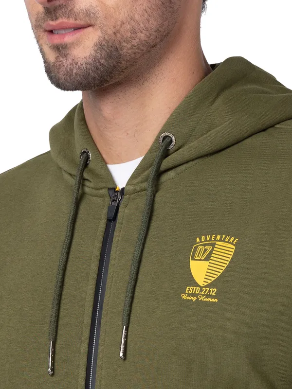 Being Human Regular Fit Men Hooded Hoody-Olive