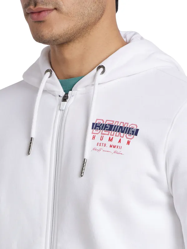 Being Human Regular Fit Men Hooded Hoody-White