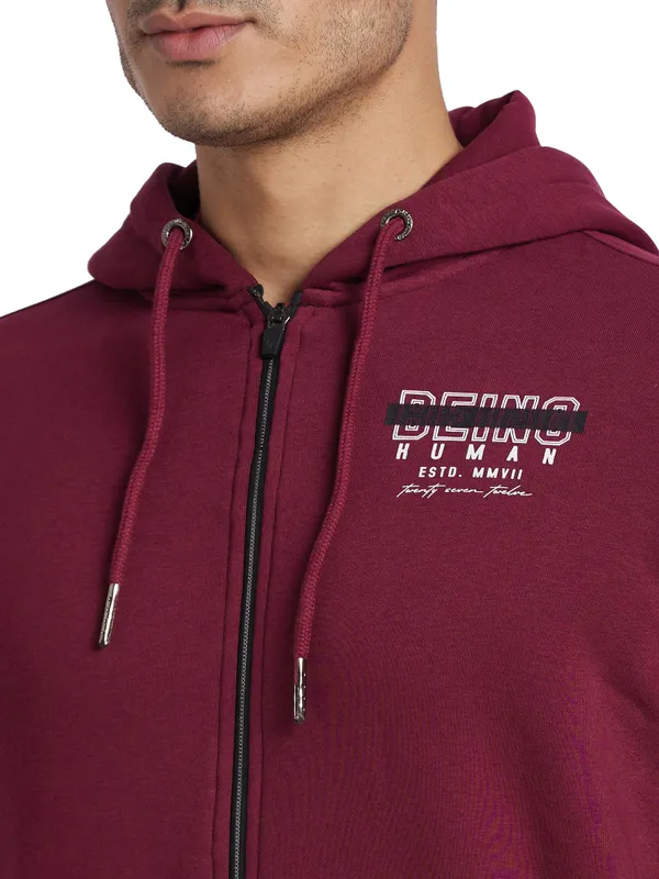 Being Human Regular Fit Men Hooded Hoody-Wine