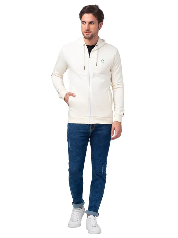 Being Human Regular Fit Men Hooded Hoody-Ecru