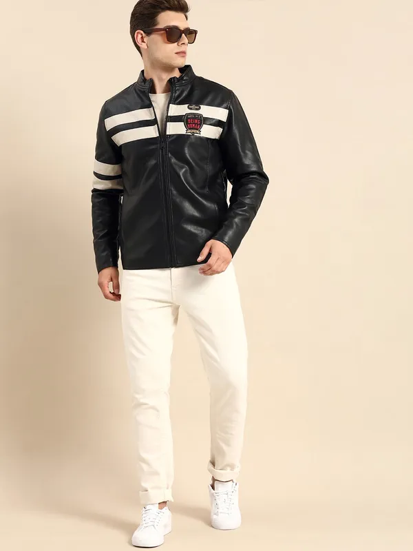 Being Human Clothing Men Regular Fit Collared Jackets-Black