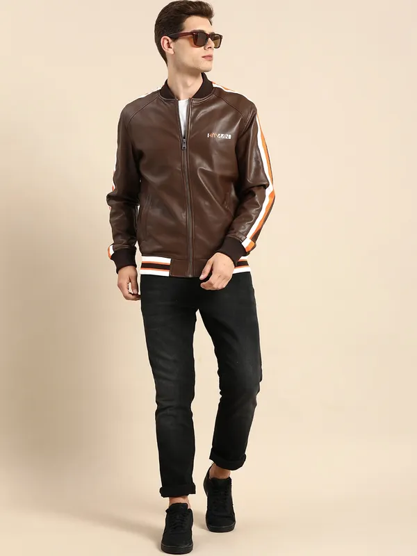 Being Human Regular Fit Men Collared Jackets-Brown