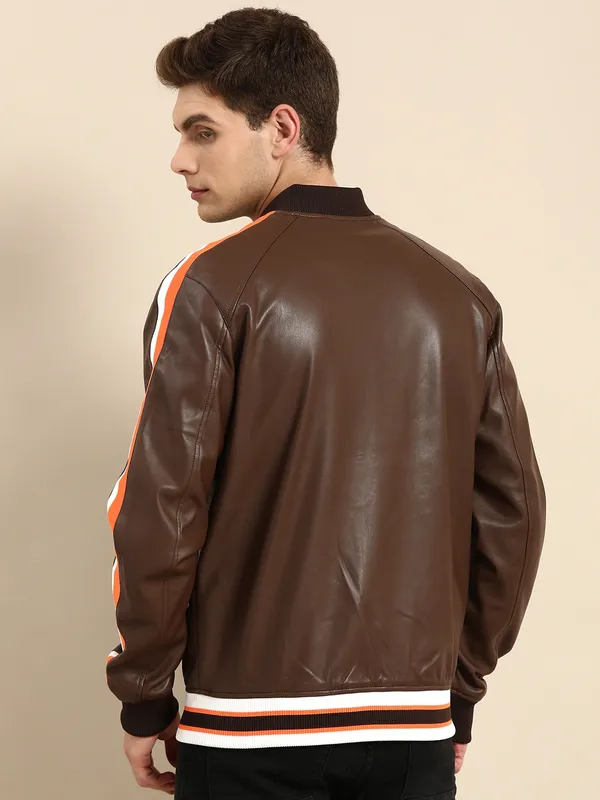 Being Human Regular Fit Men Collared Jackets-Brown