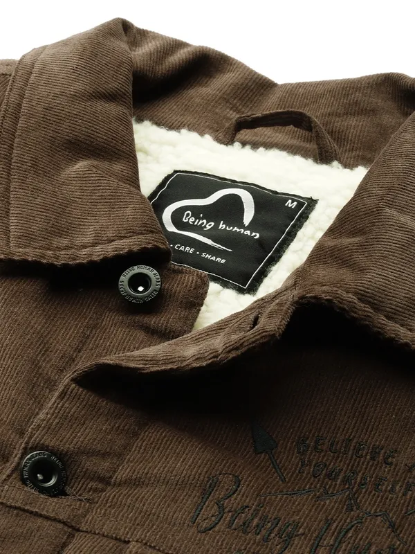 Being Human Regular Fit Men Collared Jackets-Brown
