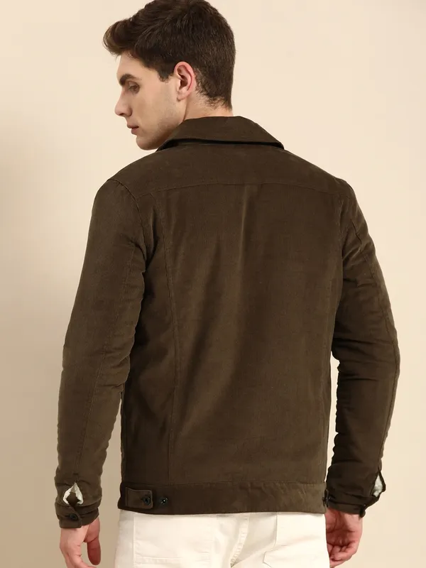 Being Human Regular Fit Men Collared Jackets-Brown