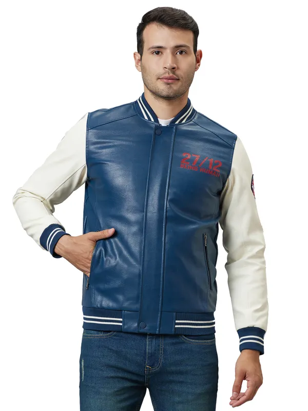 Being Human Regular Fit Men Collared Jackets-Navy/Offwhite