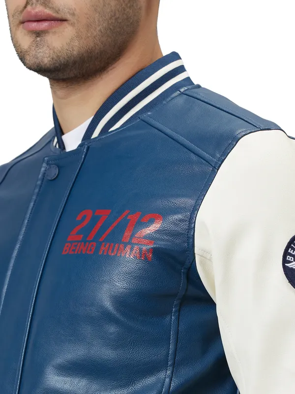 Being Human Regular Fit Men Collared Jackets-Navy/Offwhite