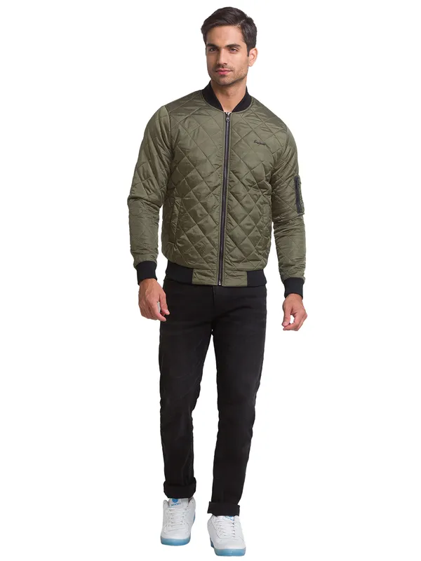 Being Human Regular Fit Men Collared Jackets-Green