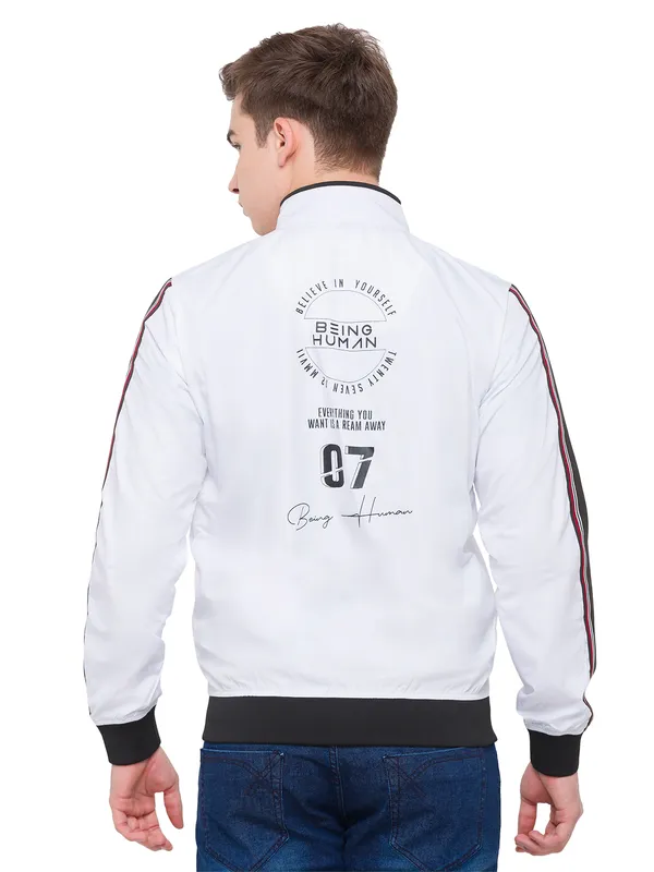 Being Human Regular Fit Men Collared Jackets-White