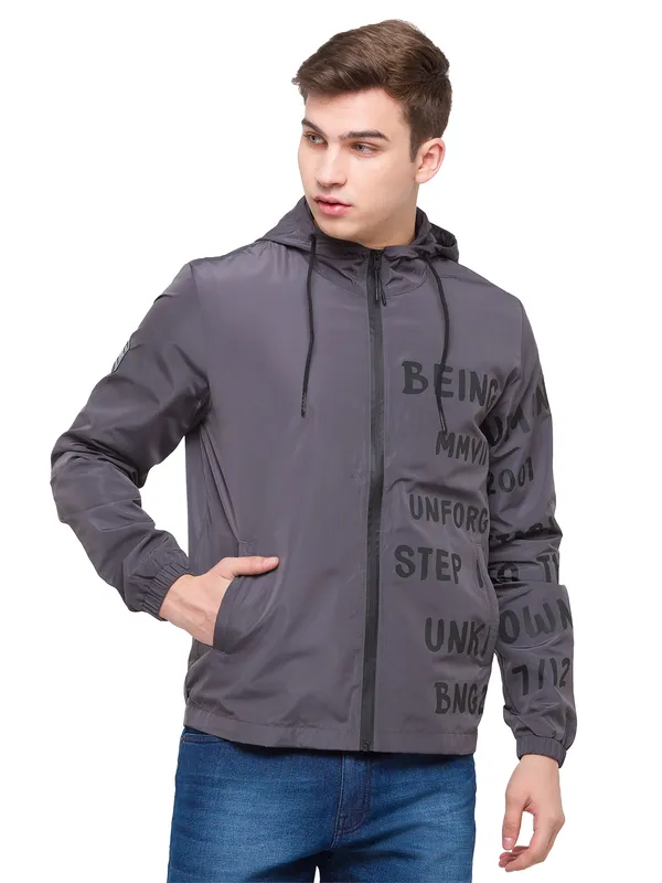 Being Human Regular Fit Men Collared Jackets-Charcoal