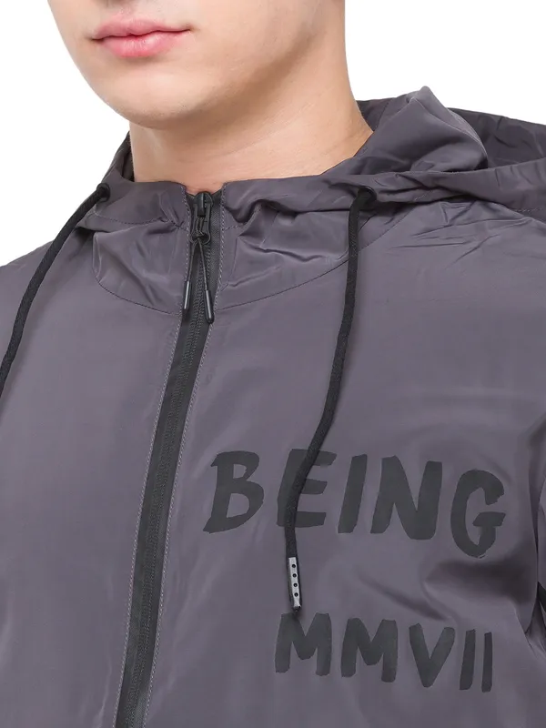 Being Human Regular Fit Men Collared Jackets-Charcoal