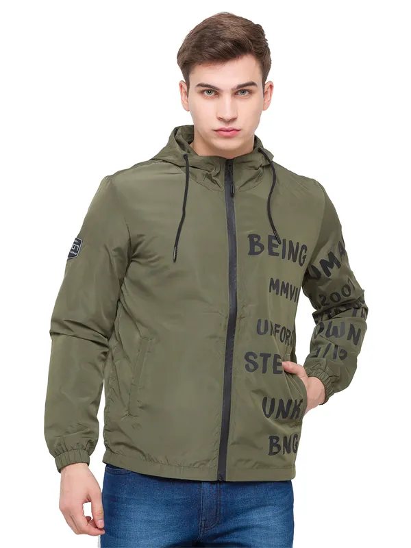 Being Human Regular Fit Men Collared Jackets-Olive