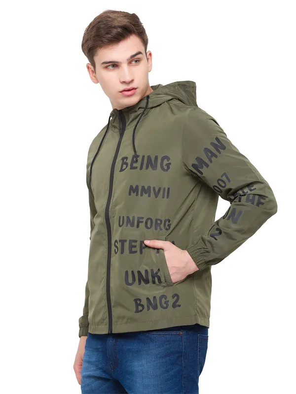 Being Human Regular Fit Men Collared Jackets-Olive