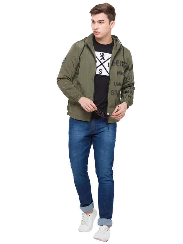 Being Human Regular Fit Men Collared Jackets-Olive