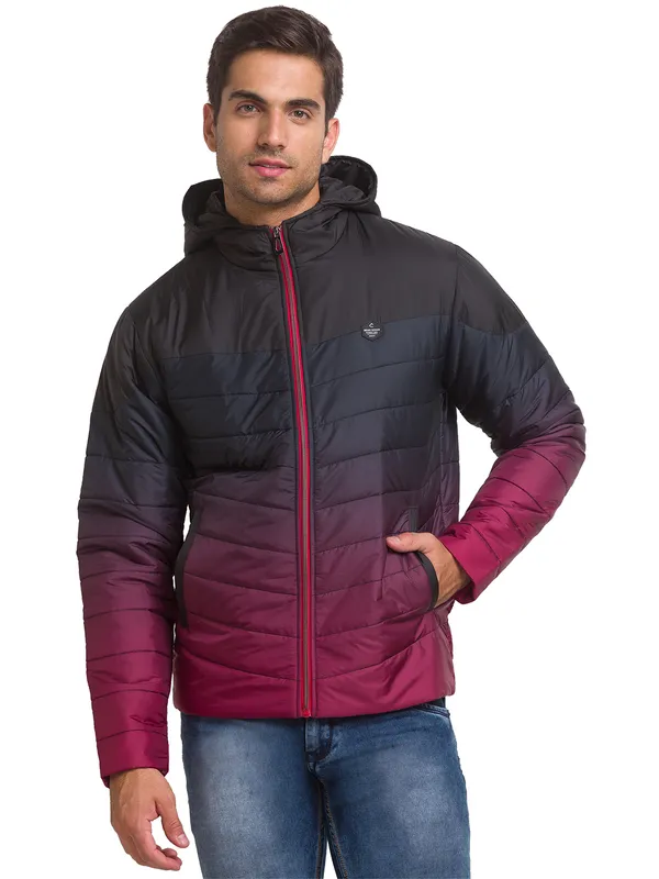 Being Human Clothing Men Regular Fit Collared Jackets-Black/Wine