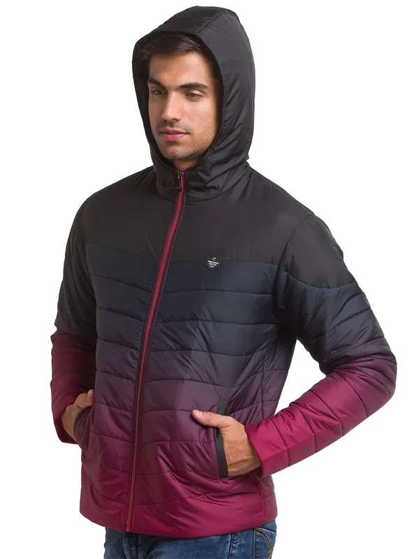 Being Human Clothing Men Regular Fit Collared Jackets-Black/Wine