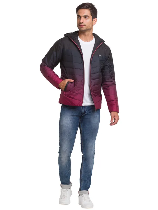 Being Human Clothing Men Regular Fit Collared Jackets-Black/Wine