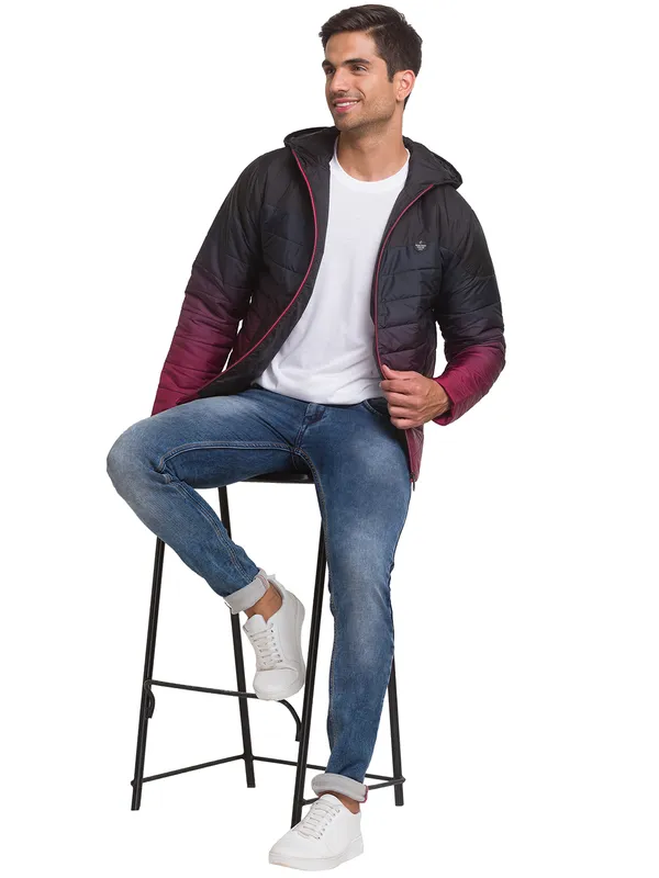 Being Human Clothing Men Regular Fit Collared Jackets-Black/Wine
