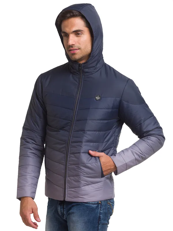 Being Human Clothing Men Regular Fit Collared Jackets-Navy/Grey