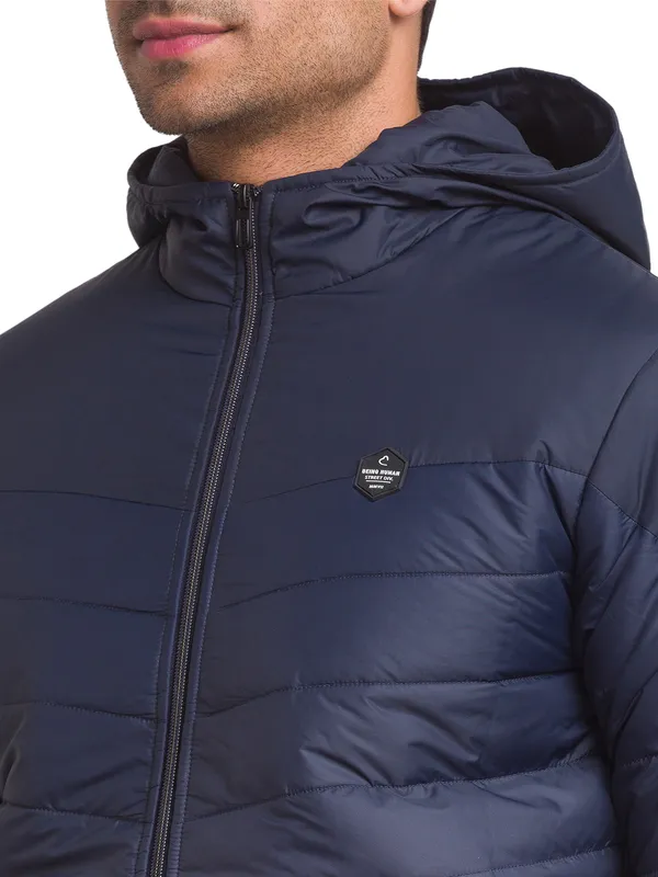 Being Human Clothing Men Regular Fit Collared Jackets-Navy/Grey