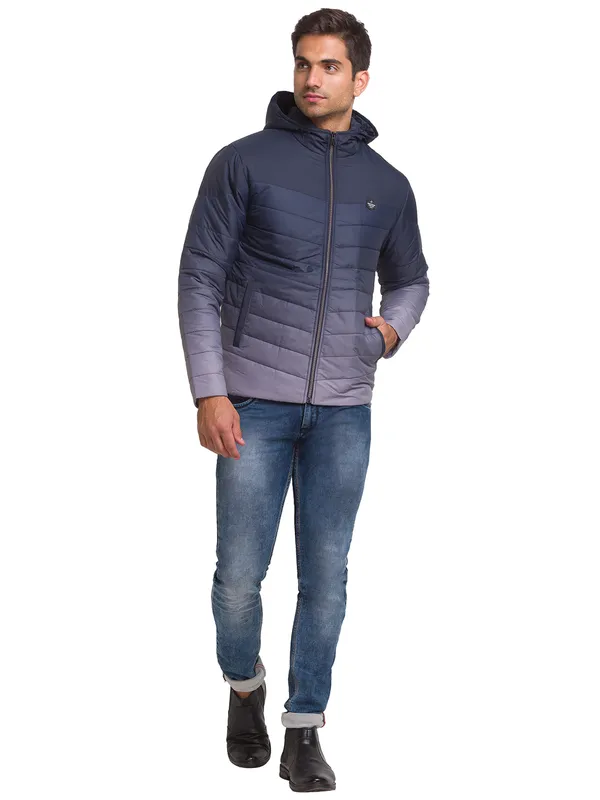 Being Human Clothing Men Regular Fit Collared Jackets-Navy/Grey