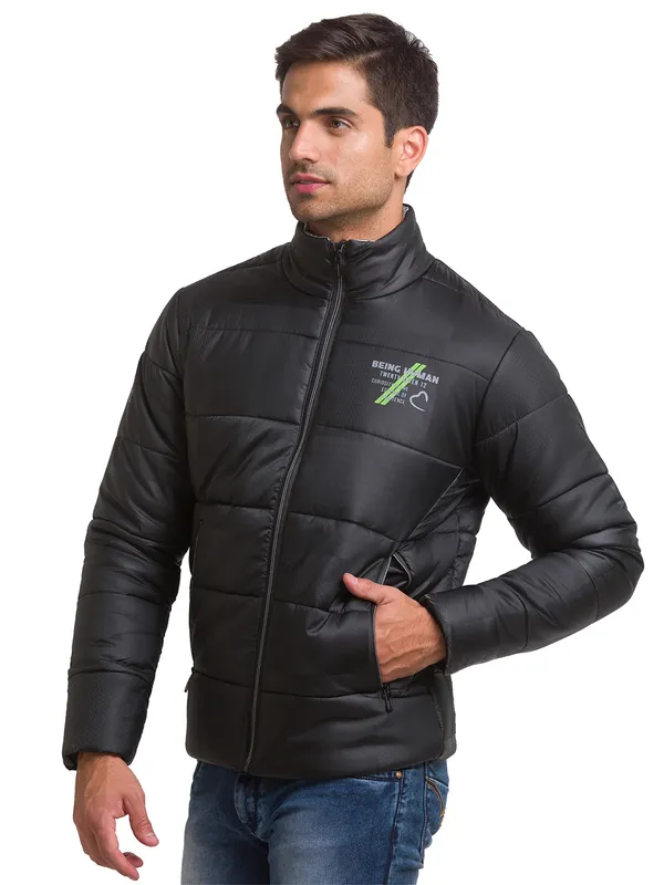 Being Human Regular Fit Men Collared Jackets-Black