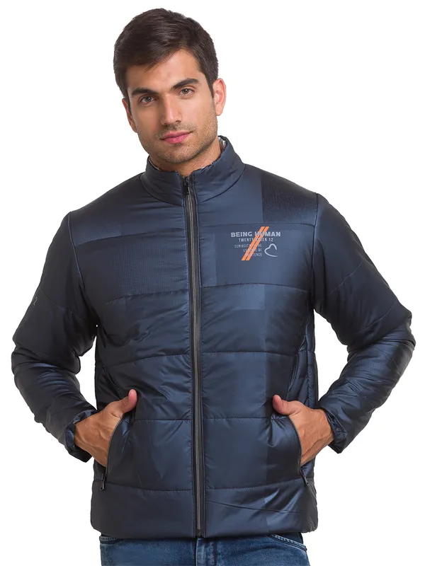 Being Human Regular Fit Men Collared Jackets-Navy