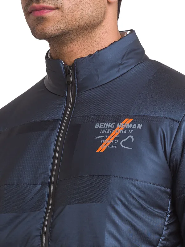 Being Human Regular Fit Men Collared Jackets-Navy