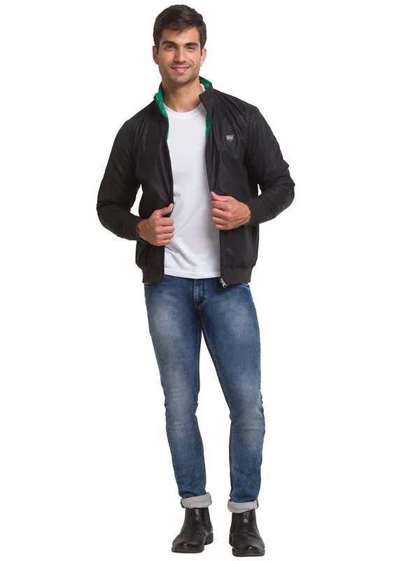 Being Human Regular Fit Men Collared Jackets-Black