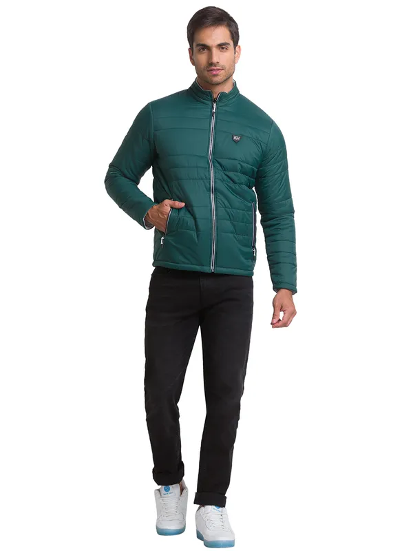 Being Human Regular Fit Men Collared Jackets-Bottle Green