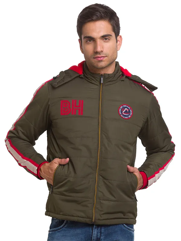 Being Human Regular Fit Men Collared Jackets-Olive