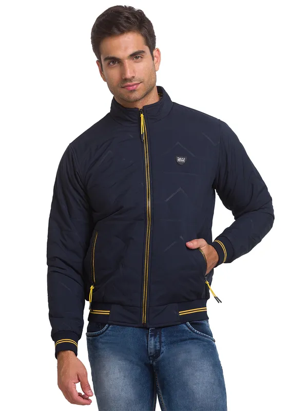 Being Human Clothing Men Regular Fit Collared Jackets-Navy