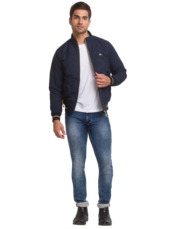 Being Human Clothing Men Regular Fit Collared Jackets-Navy