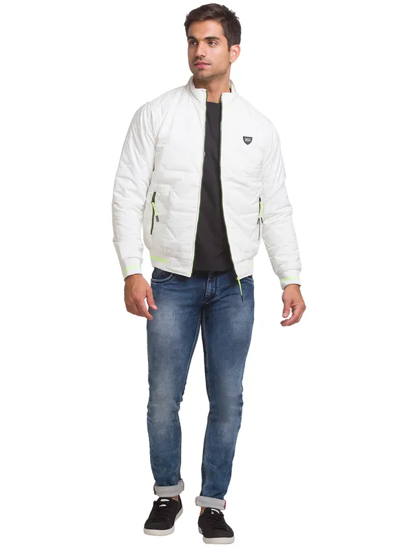 Being Human Clothing Men Regular Fit Collared Jackets-White