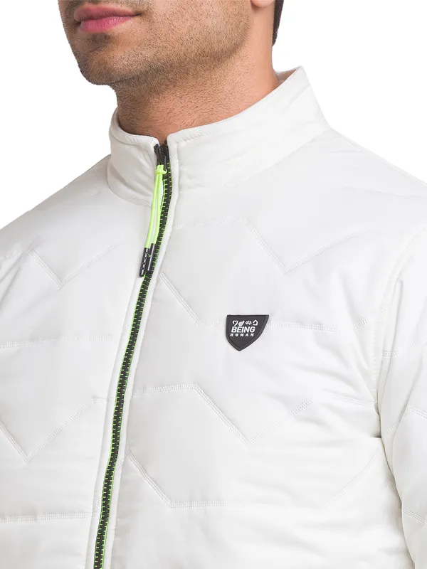 Being Human Clothing Men Regular Fit Collared Jackets-White