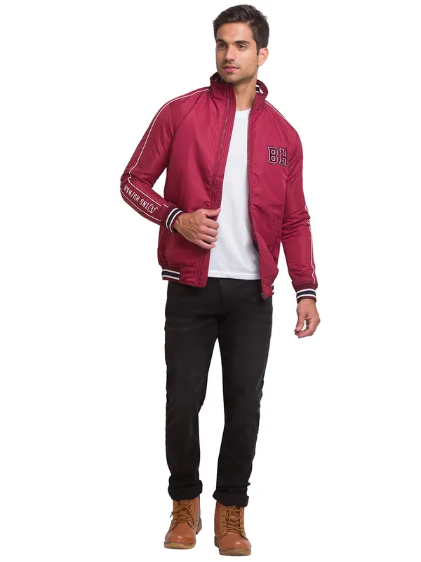 Being Human Regular Fit Men Collared Jackets-Beet Red