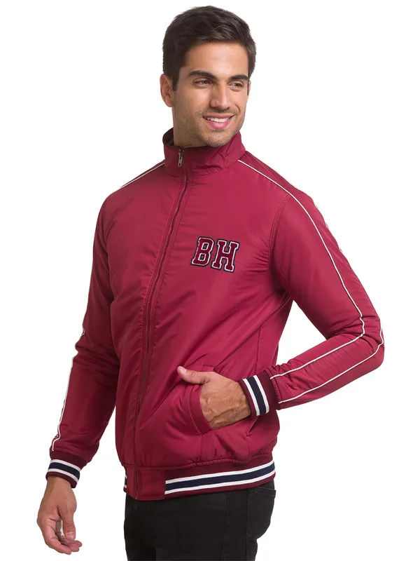 Being Human Regular Fit Men Collared Jackets-Beet Red