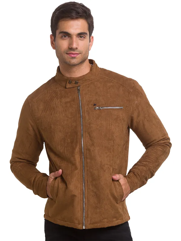 Being Human Regular Fit Men Collared Jackets-Brown