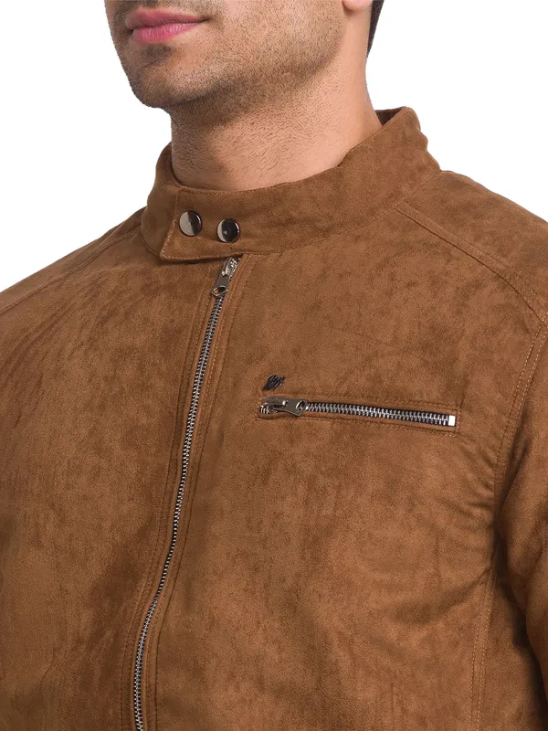 Being Human Regular Fit Men Collared Jackets-Brown