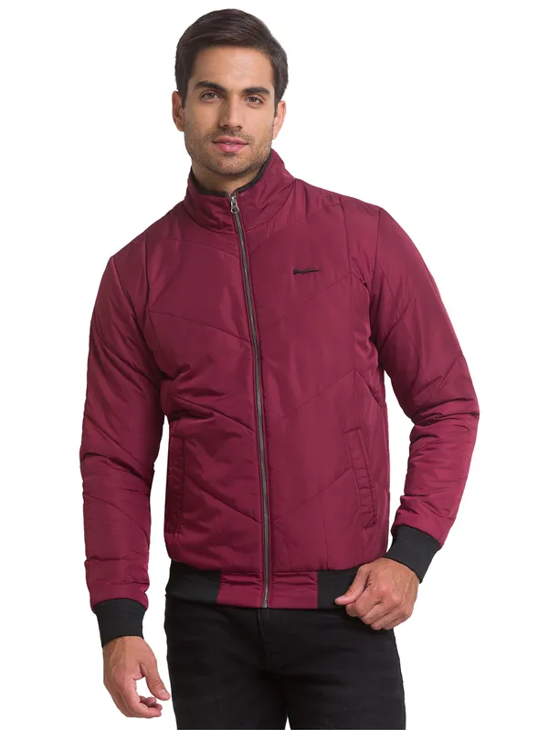 Being Human Regular Fit Men Collared Jackets-Cherry