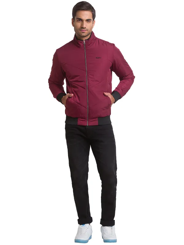 Being Human Regular Fit Men Collared Jackets-Cherry