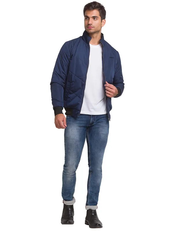 Being Human Regular Fit Men Collared Jackets-Navy