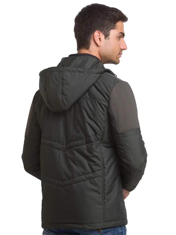 Being Human Clothing Men Regular Fit Collared Jackets-Forest Green