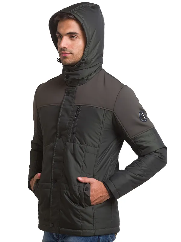 Being Human Clothing Men Regular Fit Collared Jackets-Forest Green
