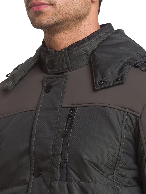 Being Human Clothing Men Regular Fit Collared Jackets-Forest Green