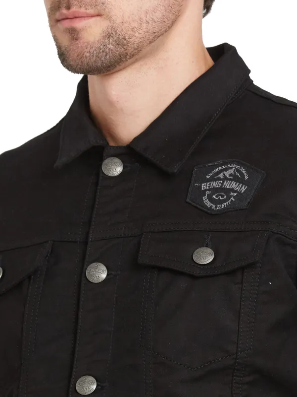Being Human Regular Fit Men Collared Jackets-Black